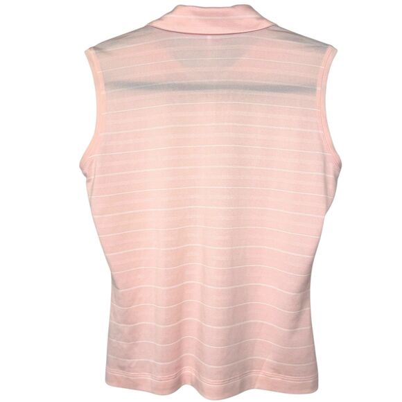 Nike Golf Pink & white striped collared sleeveless top Size Medium - Picture 2 of 12